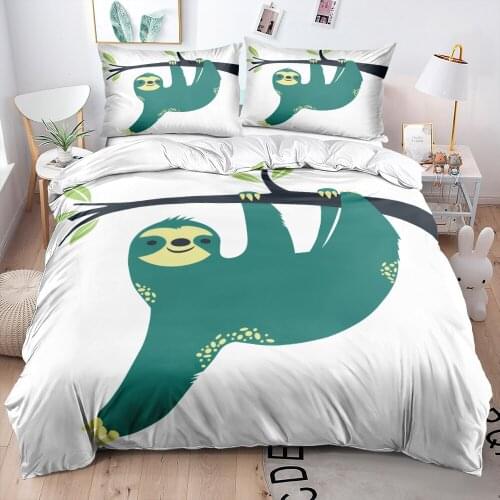 3D White Sloth Comforter Cases Set Bedclothes Pillow Covers Twin King Queen Double Single Size Custom Design Animal Bed Linens