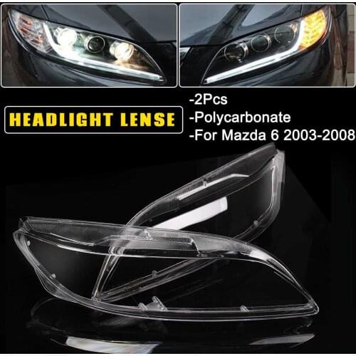 Autoleader 1 Pair For Mazda 6 2003-2008 Car Headlight Headlamp Plastic Clear Shell Lamp Cover Replacement Lens Cover 60cmx6cm