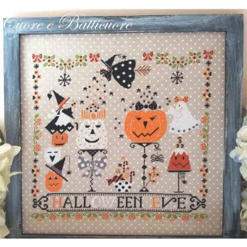 Top Manufacturer Embroidery Happy Halloween Cross Stitch Patterns Heart with 100% Cotton Flosses & Free Shipping for Wall Decor
