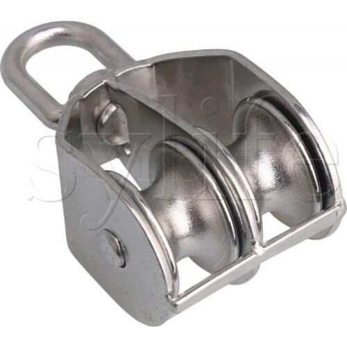 M32 32mm Swivel Stainless Steel 304 Double Pulley Block Chain Traction Wheel