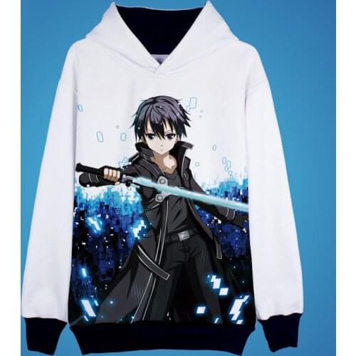 Sword Art Online Hoodies Kirito Asuna Cosplay Costume Anime Sweatshirts Winter Hooded Jackets Coats Men Women