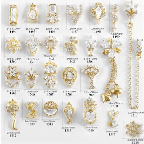 Metal Zircon Nail Art Jewelry Japanese Nail dDecorations Top Quality crystal Manicure Pearl Pendant Diamond charms