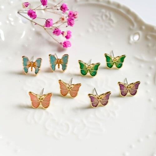 Lovely Cute Colorful Butterfly Earrings For Women Lovely Mini Classic Simple Insect Stud Ears S925 Needle Female Party Jewelry