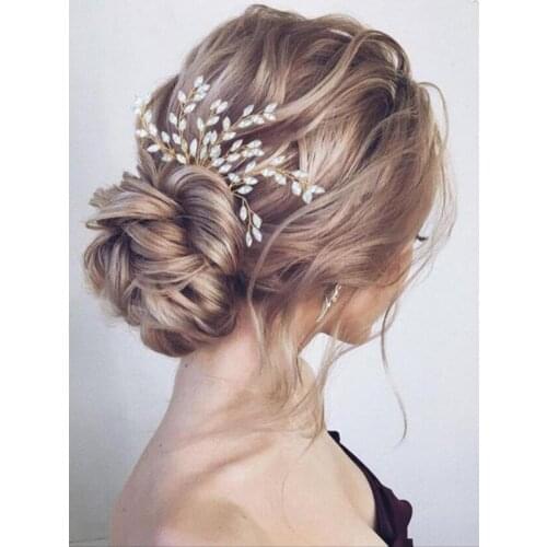 Fashion Opal Bridal Hair Comb Rhinestone Women Hairpiece Silver Golden Hair Jewelry Headdress for Hair Accessories Tiara Wedding