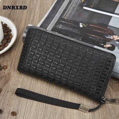 New High Quality mens wallet Business Clutch Bag Crocodile Patter purse carteira masculina zipper phone bag Card Holder For Men