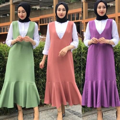 New Southeast Asian Style Fake Two-Piece Loose plus Size Long Dress Arab Middle East Womens Dress muslim sets hijab