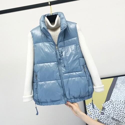 Winter 2020 new bright down cotton vest womens short vest Korean style loose and wild fashion jacket jacket