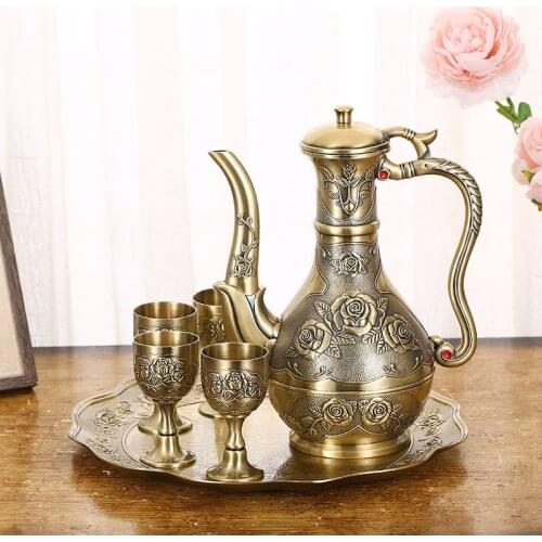New creative metal bronze wine set European vintage high-grade gift box home wine cabinet decoration wine pot