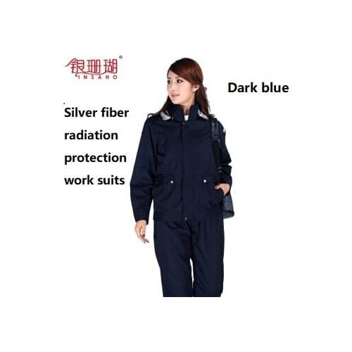 Genuine INSAHO Double layer silver fiber EMF radiation shielding work clothes,Shielding efficiency 55DB labour suit,passed CE
