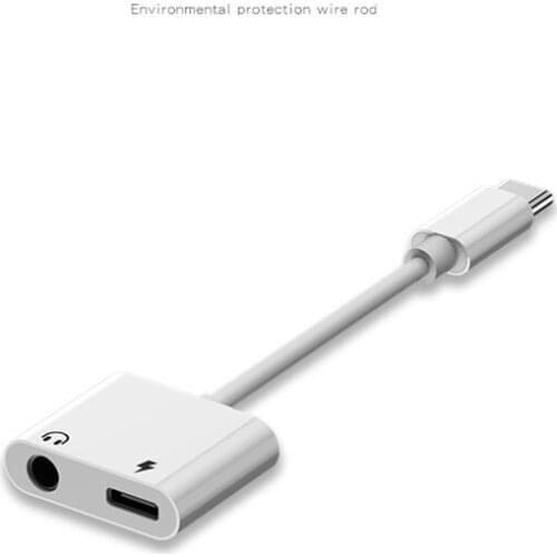 2 In 1 Dual Type C Jack earphone Adapter For S20 S10 Huawei USB Type C to 3.5mm AUX Audio Headphones Splitter Charging Converter