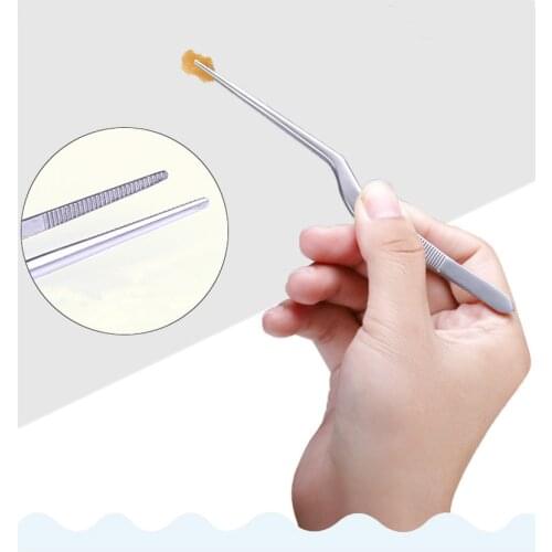 ZtDpLsd 1Pcs Tweezers Atraumatic Forceps Angled Clamp Stainless Steel Tool Curved Tweezer Ear Nose Clip Eyelash Remover Cleaner
