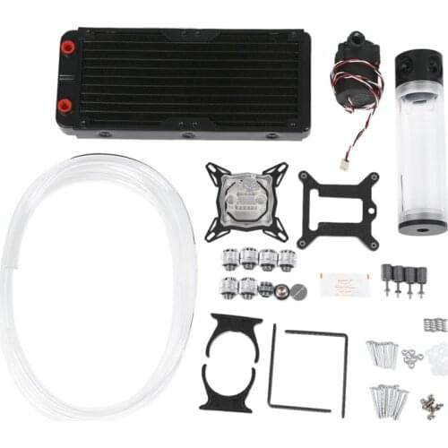 Pc Cpu Overclocking Water Cooling System Set 240B Radiator + Sc600 Pump + 190Mm Tank + 2M Tube + Cpu Block With Total Fitting