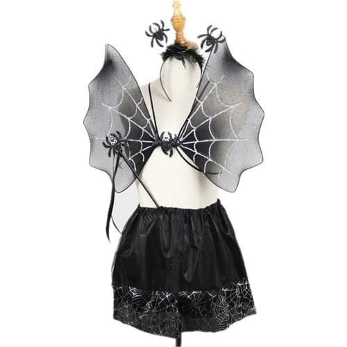 Bee bat butterfly Pumpkin Tutu Dress With Wing Girls Kids Fairy Wand Headband Set Halloween Fancy Dress Up Masquerade Party