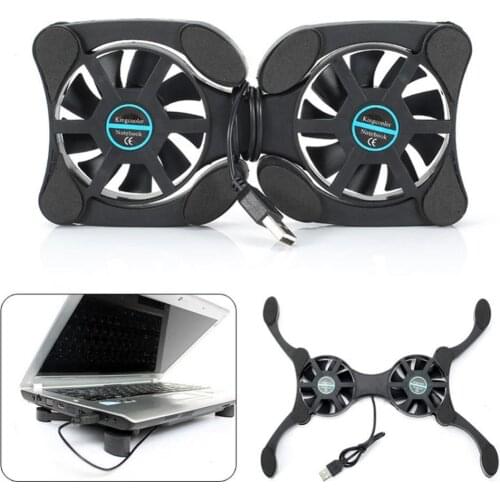 Laptop Desk Support Dual Cooling Fan Notebook Computer Stand Foldable USB Laptop Cooler Quiet Heat Rack Holder Black New