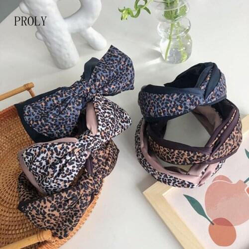 PROLY New Fashion Womens Hairband Big Bow Knot Bohemia Leopard Headband Adult Center Knot Headwear Girls Hair Accessories