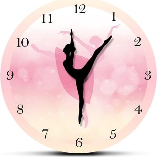 Ballet Dancer Girl Pink Clock Dancing Ballerina Moving hand Princess Ballet Lover Gift Room Modern Clock