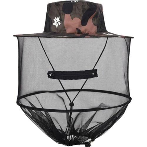 Camouflage Outdoor Fishing Sunproof Anti Mosquito Mesh Hat Face Protective Cap Anti Mosquito Breathable Anti-Sun Mosquito Hat