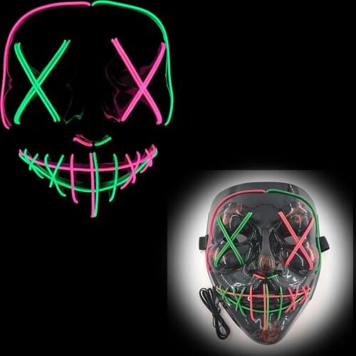 Glowing Horror Face LED Mask Neon Light Party Supplies Luminous EL Wire Disguised Mask For Halloween Cosplay Costume Accessories