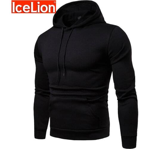IceLion Spring Hoodies Men Long Sleeve Solid Sweatshirt Autumn Casual Sportswear Slim Fit Pullover Tracksuit Hip Hop Streetwear