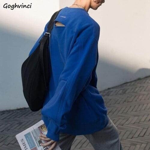 Hoodies Women Classic Long Sleeve Oversize Sweatshirts Female Spring Fall Leisure Streetwear Harajuku Hole Baggy Ulzzang Tops BF