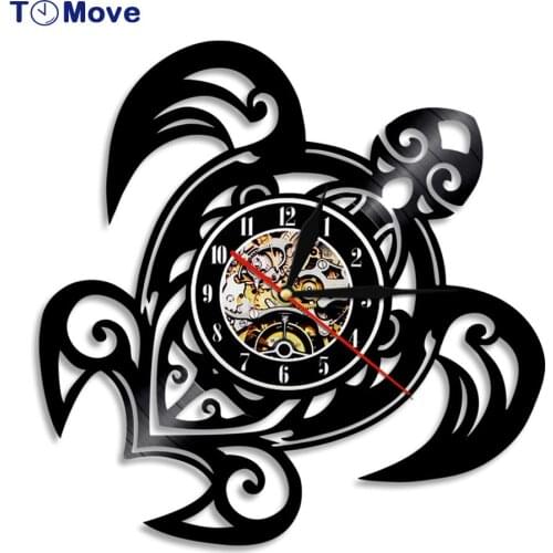 Turtle Vinyl Record Wall Clock Sea Turtle Wall Clock Battery Operated ea Animal Living room Decorative Vintage Animal Decor Gift