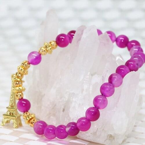 Top quality unique rose red natural round agat stone carnelian onyx beads 6mm women bracelet party gift jewelry 7.5inch B1974