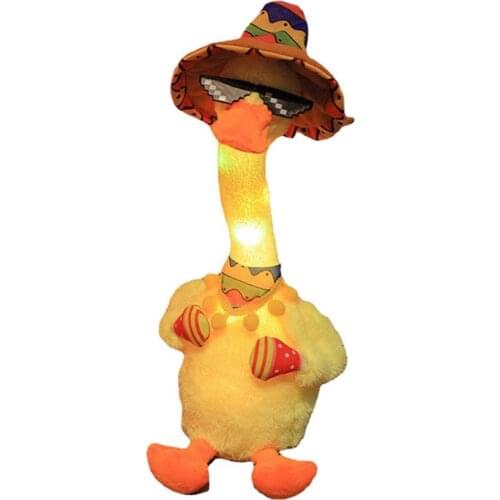 Funny Yellow Duck Toy Electric Musical Light Effect Walking Dancing Duck Plush Toy 120 Songs USB Charging Nice Gift for Kids