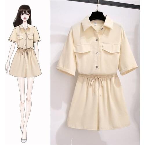 Womens Summer Clothes Foreign Style Loose Plus Size 2021 New Korean Fashion Casual Crop Top Shorts Two Piece Set For Women Suit