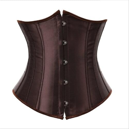 Satin Brocade Under Bust Corset Plus Size Femme Outfit Bustier Waist Slimming Cincher Gorset Gothic Korse Sexy Women Korsett Hot