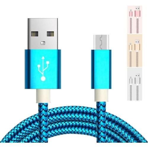 1m Nylon Braided Micro USB Phone Fast Charging Cable Data Transfer Cord For Xiaomi Huawei Samsung Android Mobile Phone