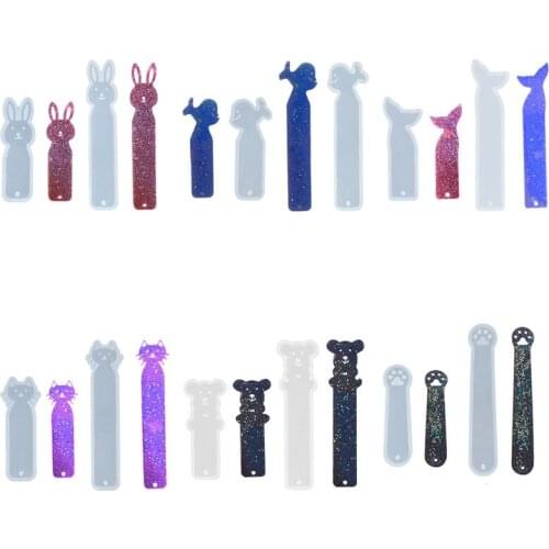 1PC Rabbit Bookmarks Silicone Mold Jewelry Pendant Making Animal Dolphin Cat Bear DIY Epoxy Resin Cake Fondant Decorating Molds