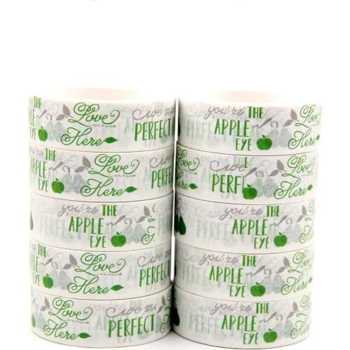 10PCS/lot 15MM*10M Perfect Green Pear Apples EYES Washi Stickers Masking Tapes Decorative DIY Stationery office supplies