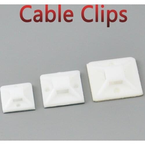 100pcs Self Adhesive Cable Tie Mounts 25*25 Car Wire Tie Clips Flat Holder Fixer Organizer Drop Adhesive Clamp White Black