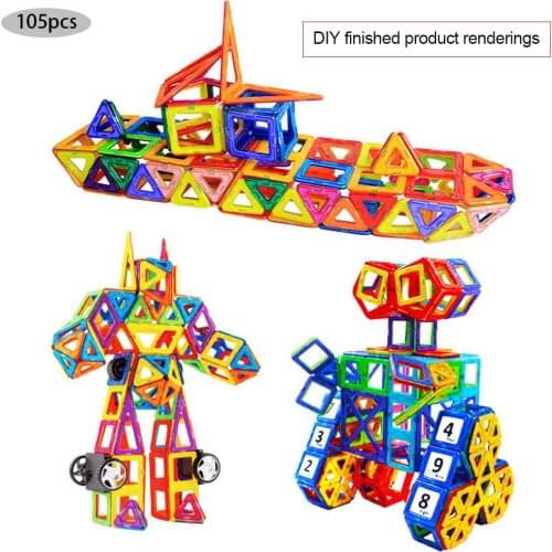 105pcs Children Puzzle Magnetic Designer Magnet Building Blocks Accessories Educational Constructor Toys For Children