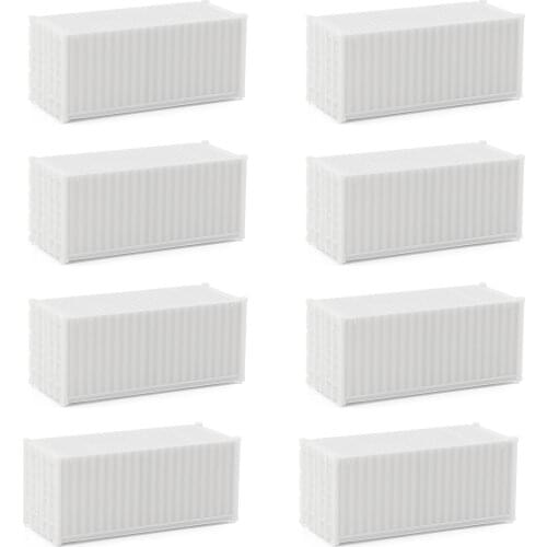 8pcs Model Trains HO Scale 1:87 20ft Blank Shipping Container Uncolored 20' Cargo Box C8720JJ
