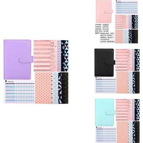A6 PU Leather Notebook Binder 12 Piece Budget Envelopes Cash Planner Organizer 12 Pieces 6 Holes Expense Budget Sheets
