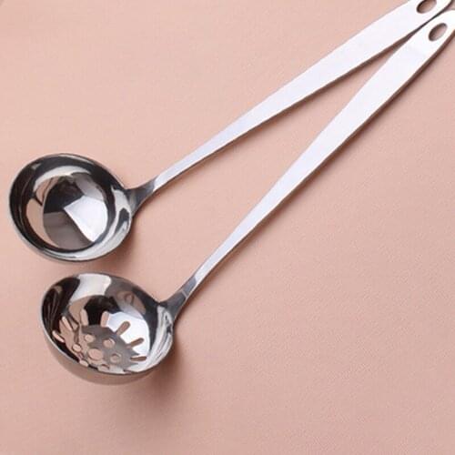 Large soup ladle manufacturers direct stainless steel hotpot ladle colander thickened 8 cent soup shell kitchen cooking porridge