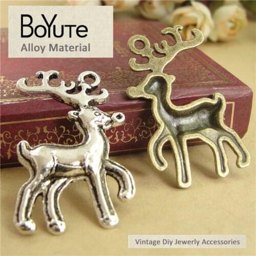 BoYuTe (40 Pieces/Lot) 25*38MM Vintage Metal Zinc Alloy Deer Pendant Charms Diy Jewelry Making Animals Pendant Charms Wholesale