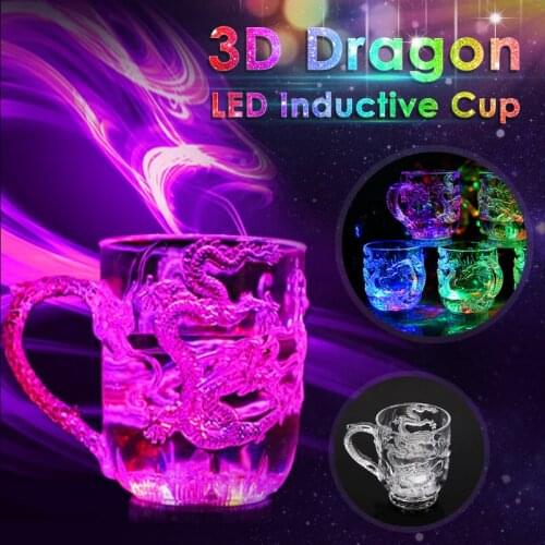 LED Flash Color Changing Dragon Cup Water Activated Light Up Beer Whisky Mug Beer Cup Party Supply