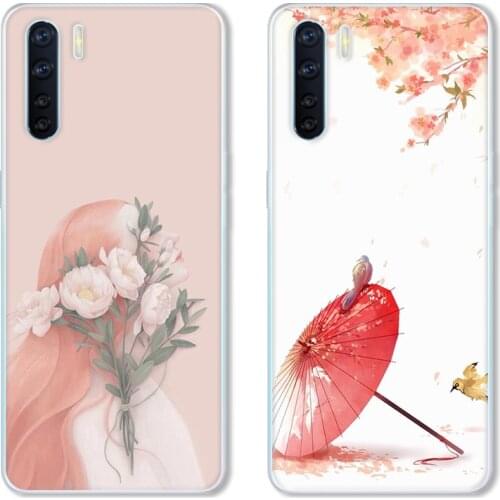 Cartoon Moon Rabbit Case For OPPO A91,TPU Painted Mobile Phone Shell Lovely Cartoon Color Painting Case.18 Colors