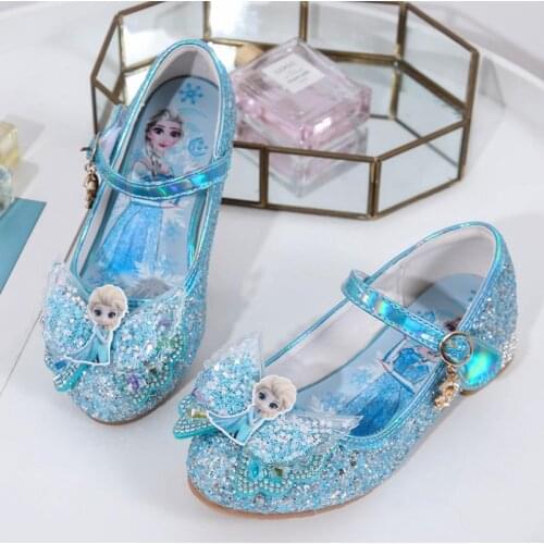 Disney Genuine Frozen Elsa Princess Girls Sandals Fashion Baby Summer Cute Cartoon Crystal Shoes kids school dance