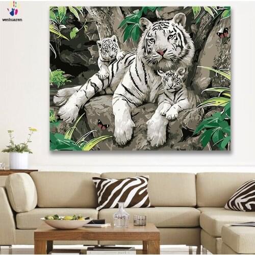 DIY colorings pictures by numbers with colors tiger leopard King of the jungle picture drawing painting by numbers framed Home