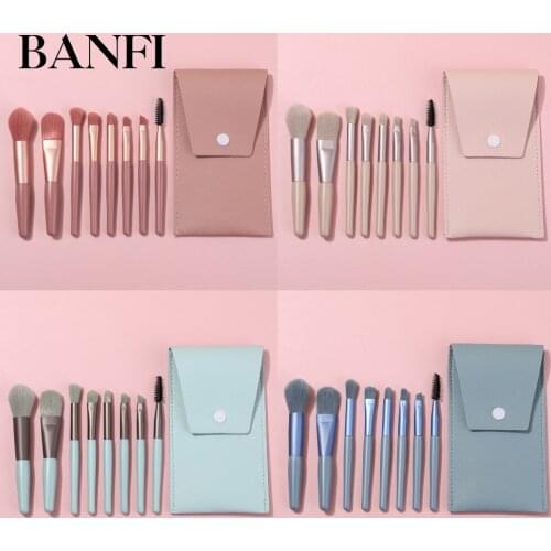 BANFI 8pcs Make Up Brushes Set Wooden Handle Cosmetic Powder Concealer Eye Shadow Brush Soft Beauty Essential Brushes Tools