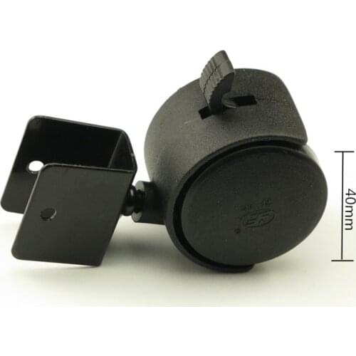 2Pcs Black 40mm Replacement Swivel Casters Rollers Wheels Office Chair Baby Crib Sofa Brake Plastic Rolling Caster Furniture