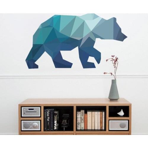 Creative Geometry Bear Wall Stickers Living Room Decoration Aesthetic Art Decal Bedroom Mural Poster Wallpaper