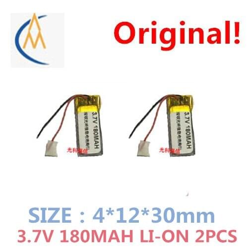 2PCS New sufficient capacity polymer li-ion battery 3.7 V 401230 180 mah MP3 bluetooth headset/equipment/mini LED sound