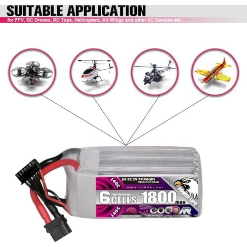 CODDAR 1800mAh 6S 140C 22.2V LiPo Battery Pack With XT60 Plug For RC Quadcopter BetaFPV Beta Racing Drone Helicopte Parts
