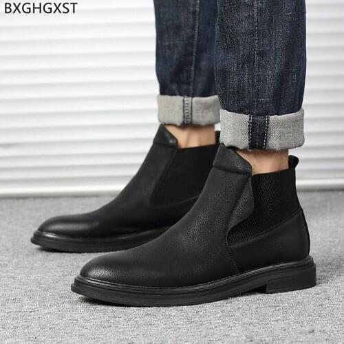 Black Leather Boots for Men Male Brand Ankle Boots for Man 2021 Luxury Designer Shoes Man Fashion Chelsea Boots Men Chaussure