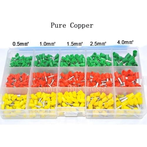 600pcs/set 3 colors 22~12AWG Wire Copper Crimp Connector Insulated Cord Pin End Terminal Bootlace Pure cooper Ferrules kit set