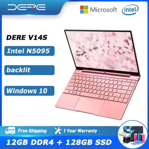 DERE V14S Intel Celeron N5095 14.1 Inch Laptop Notebook Backlit Computer Windows 10 Mini PC With 12 GB 128/256GB For Business